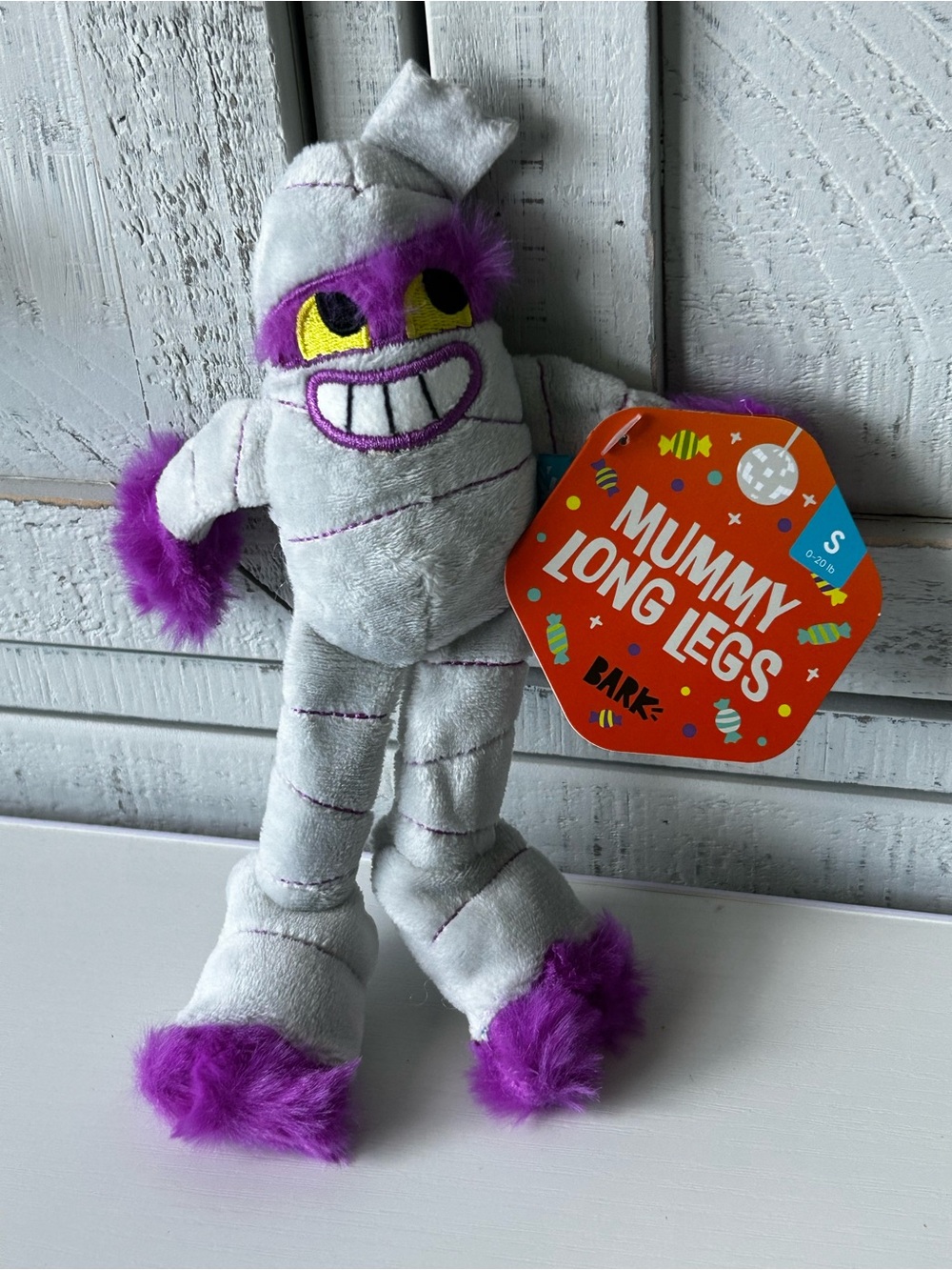 BARK BarkBox Mummy Long Legs Halloween Plush Dog Toy NWT Small 0–20 lb